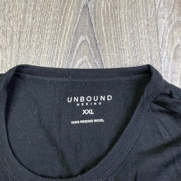 Unbound Mens Black Crew Neck Lightweight Merino Wool Casual Wear T-Shirt Sz XXL - Picture 4 of 9